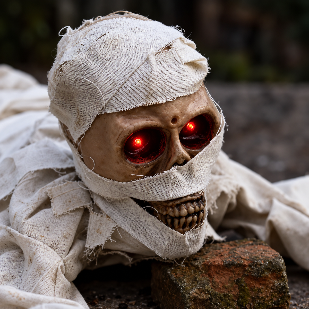Crawling Mummy – Animated Halloween Prop with Glowing Red Eyes