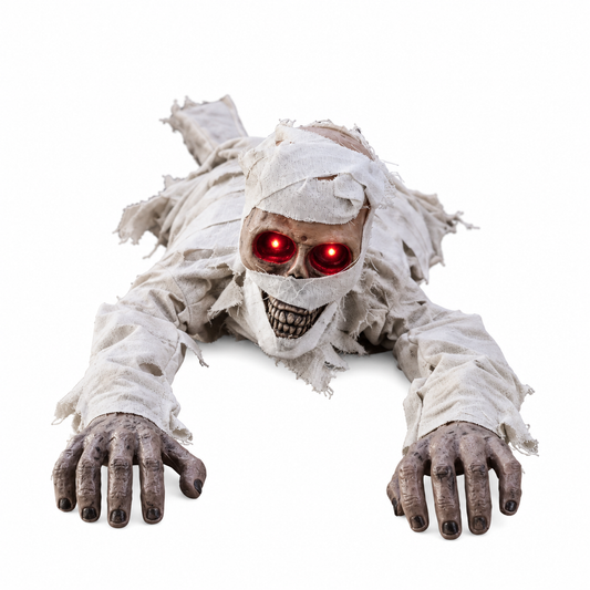 Crawling Mummy – Animated Halloween Prop with Glowing Red Eyes